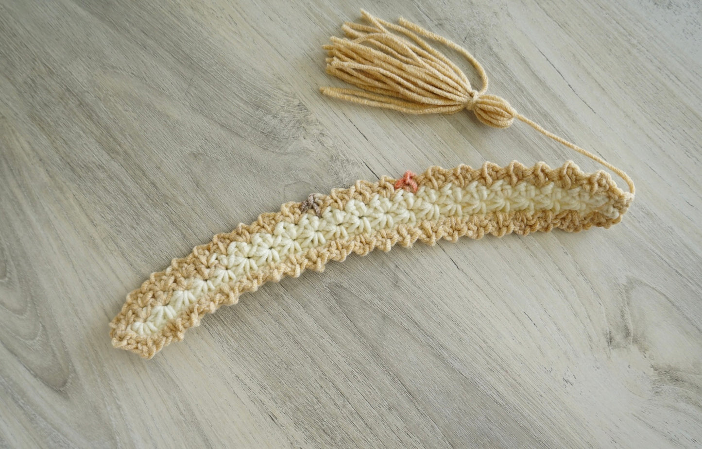 Whimsy Crochet Bookmark/Cream and Tan