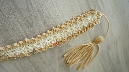 Whimsy Crochet Bookmark/Cream and Tan
