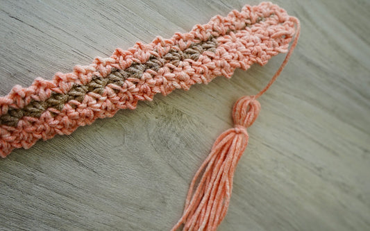 Whimsy Crochet Bookmark/Coral and Brown
